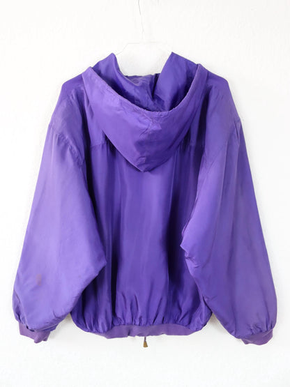 Vintage 80s 90s OTELLO PELLE silk jacket jacket silk purple hood M