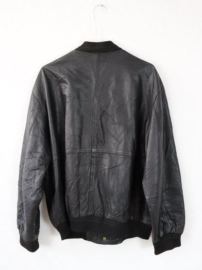 Vintage 80s 90s VERA PELLE leather jacket blouson bomber jacket black L