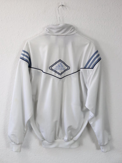 Vintage 80s 90s ADIDAS tracksuit jacket stand-up collar white blue S 36