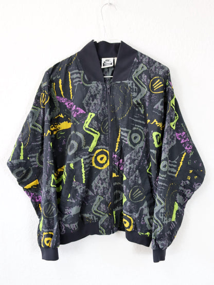 Vintage 80s 90s NIKE ELITE Rare bomber jacket thin crazy pattern colorful M