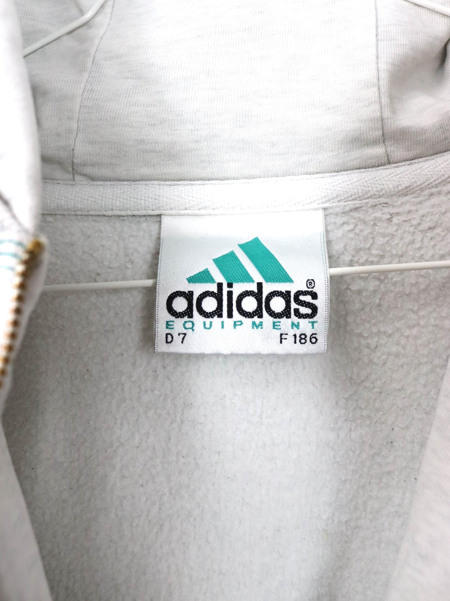 Vintage 80er 90er ADIDAS Equipment Sweatjacke Zipper Hoodie hellgrau D7 L