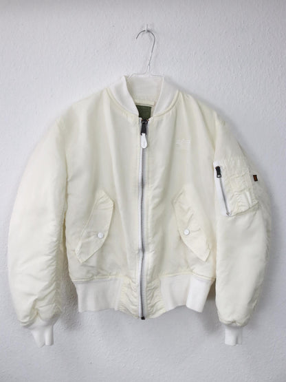 Vintage 80s 90s ALPHA INDUSTRIES bomber jacket lightly lined white Made in USA S