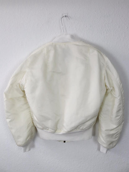 Vintage 80s 90s ALPHA INDUSTRIES bomber jacket lightly lined white Made in USA S