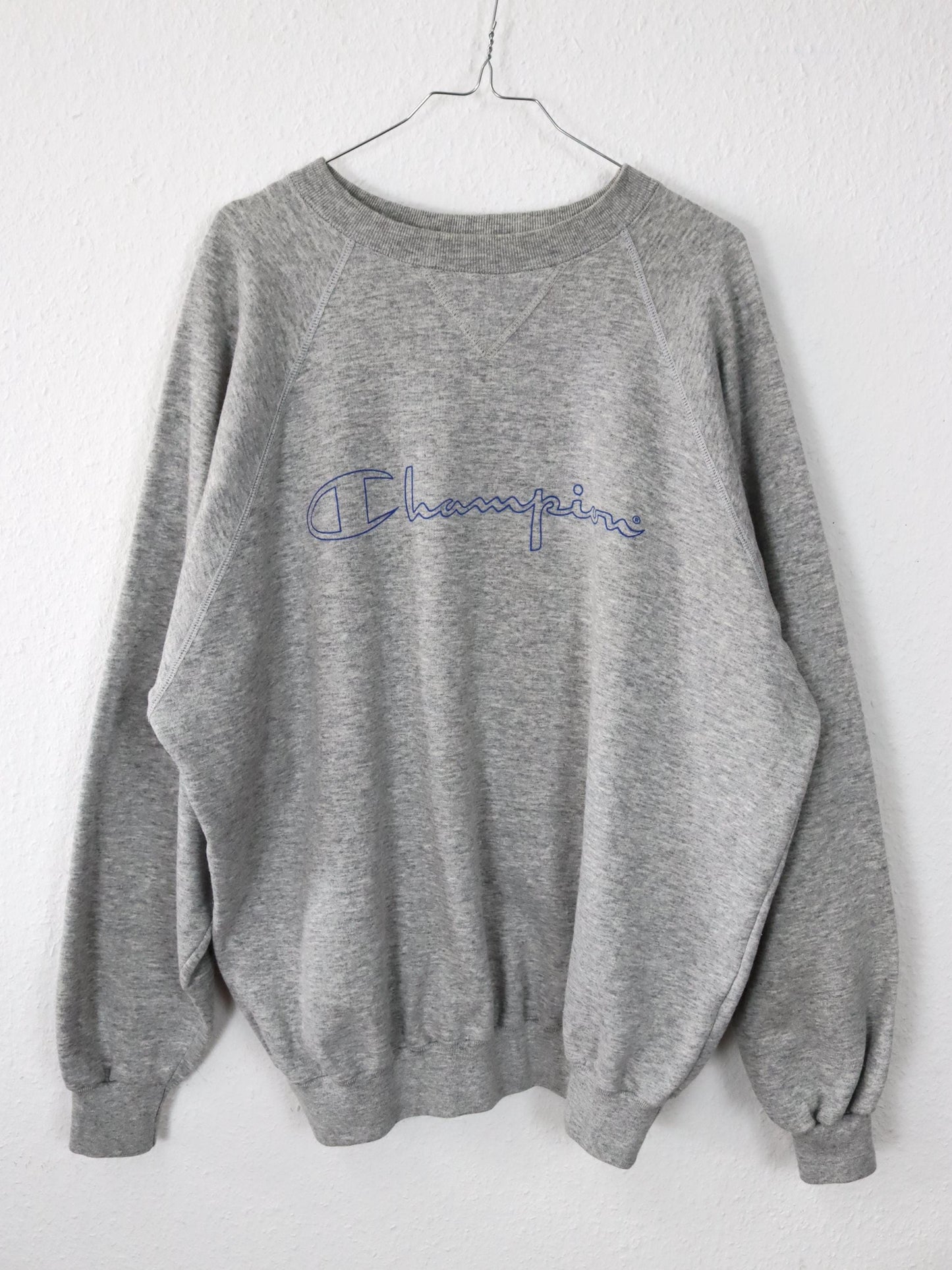 Vintage 80er 90er CHAMPION Sweatshirt Pullover grau Crew Neck XXL