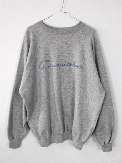 Vintage 80er 90er CHAMPION Sweatshirt Pullover grau Crew Neck XXL