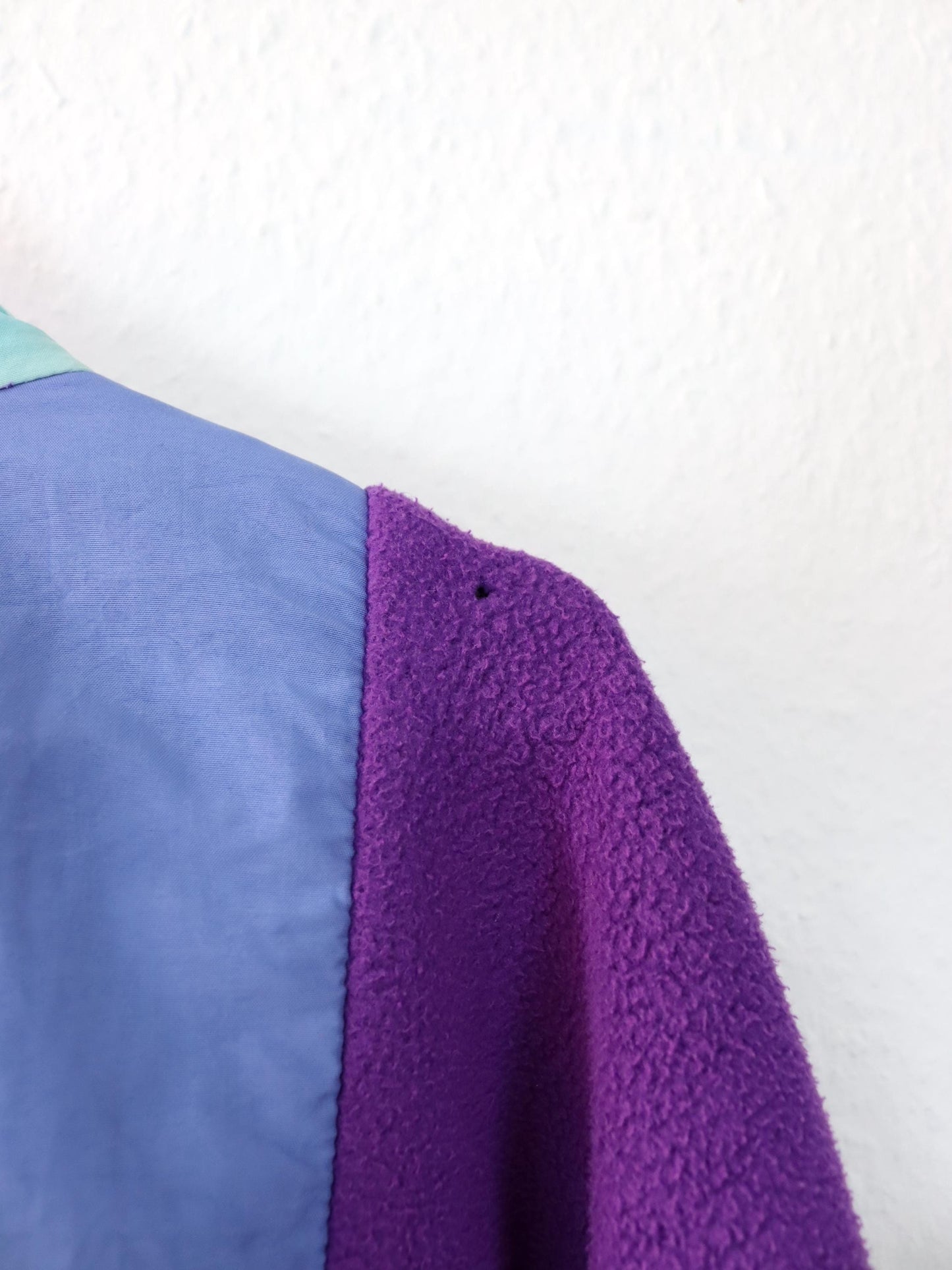 Vintage 80er 90er RUKKA Fleecepullover Pullover Stehkragen Lila pink blau XL