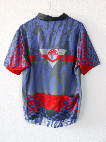 Vintage 80s 90s REUSCH biker jersey cycling jersey short sleeve crazy pattern XL