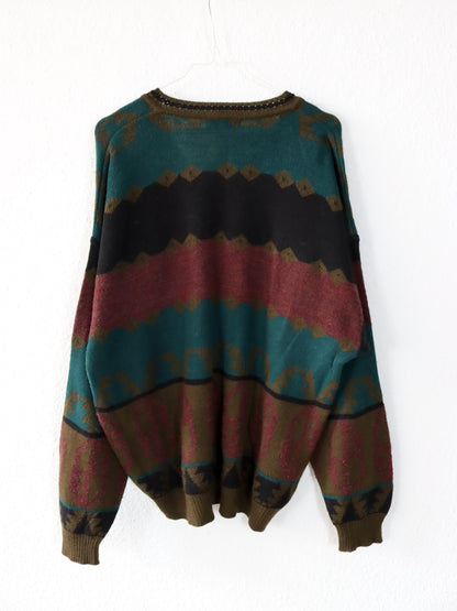 Vintage 80s 90s STRESS Sweater Wool Mohair Wool Sweater Pattern L