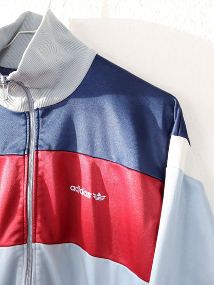 Vintage 80s 90s ADIDAS tracksuit jacket stand-up collar blue red Made in W.-Germany 40