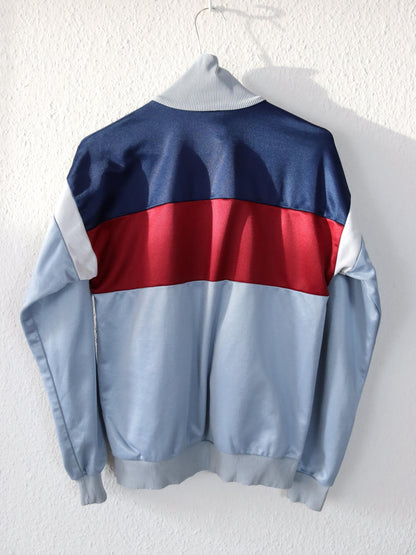 Vintage 80s 90s ADIDAS tracksuit jacket stand-up collar blue red Made in W.-Germany 40