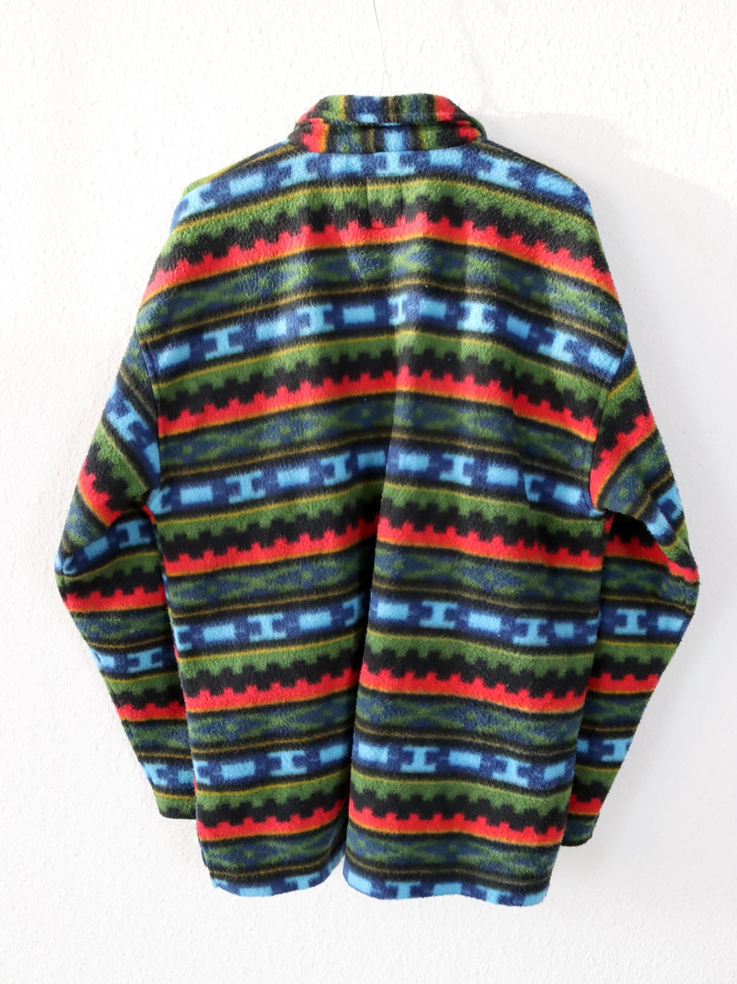 Vintage 80s 90s fleece shirt patterned colorful button placket M