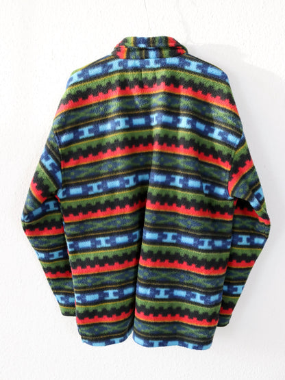 Vintage 80s 90s fleece shirt patterned colorful button placket M