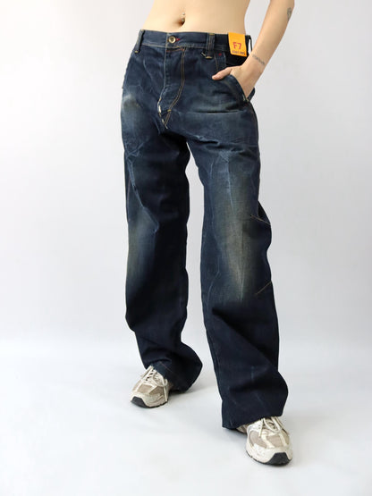 Vintage 90s 00s Y2k ENERGIE F7 Baggy Pants Jeans Wide Leg Deadstock W33