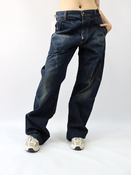Vintage 90s 00s Y2k ENERGIE F7 Baggy Pants Jeans Wide Leg Deadstock W33