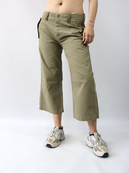 Vintage 90s 00s Y2k LEE Union-Alls Baggy Pants shorts wide leg beige Deadstock W33