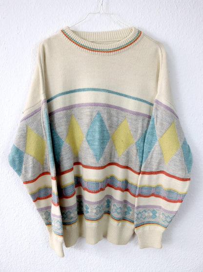 Vintage 80er 90er Wollpullover Pullover gemustert Wolle L