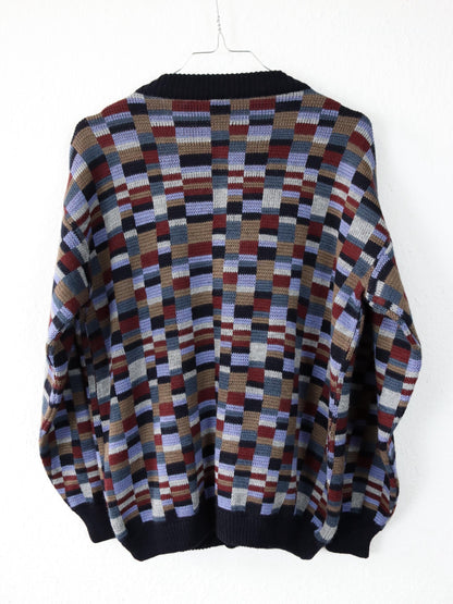 Vintage 80er 90er JAZZOR Cardigan Strickjacke Wollcardigan Muster M