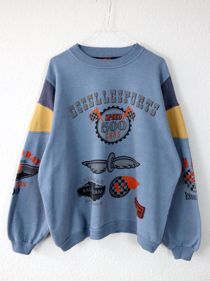 Vintage 80er 90er ESSELLE Sweatshirt Pullover Print Dayton 500 XL