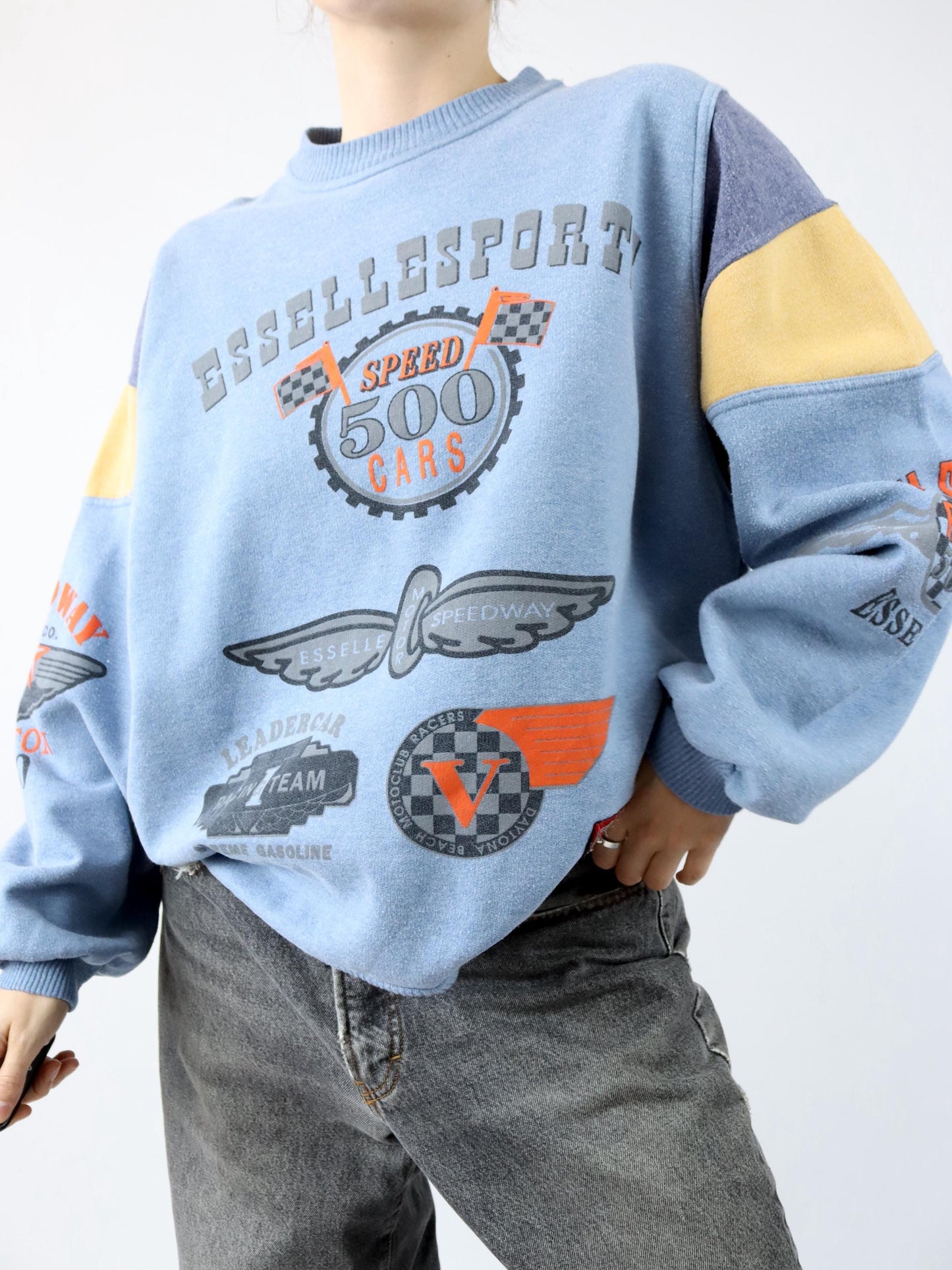Vintage 80er 90er ESSELLE Sweatshirt Pullover Print Dayton 500 XL