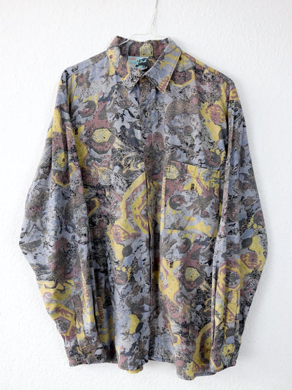 Vintage 80s 90s EURO VISCOSE shirt long sleeve crazy pattern M