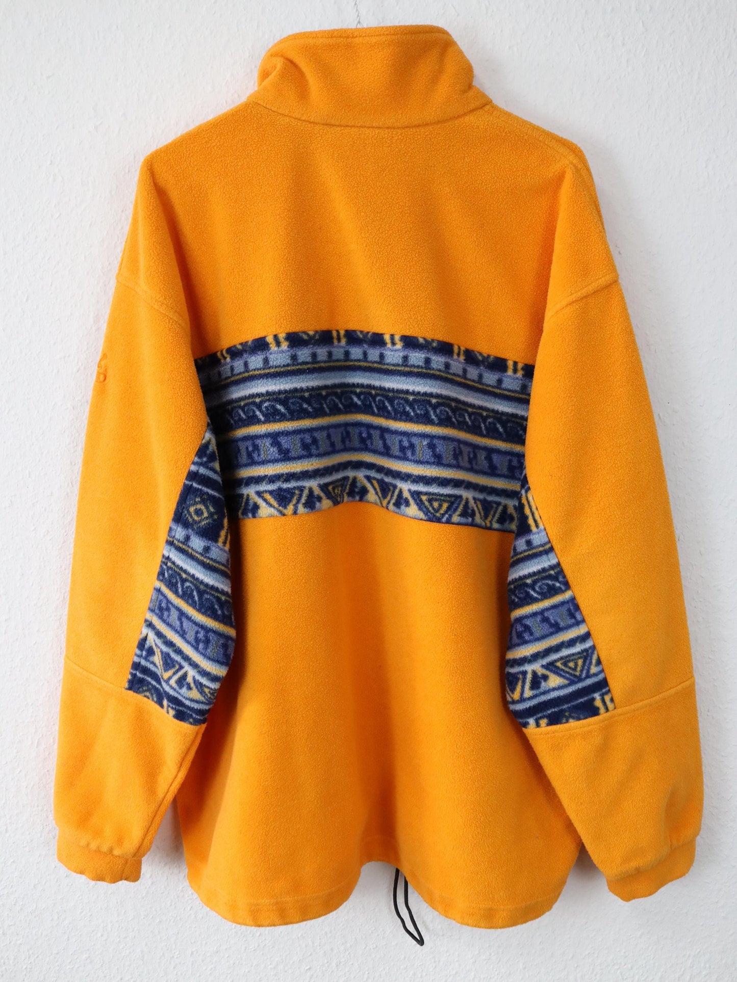 Vintage 80er 90er SALEWA Polarlite Fleecepullover Stehkragen orange blau XL