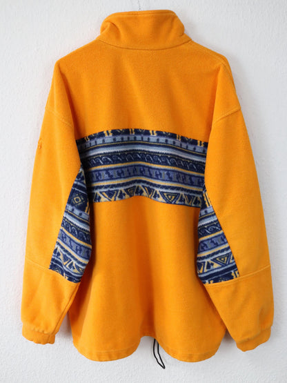 Vintage 80er 90er SALEWA Polarlite Fleecepullover Stehkragen orange blau XL