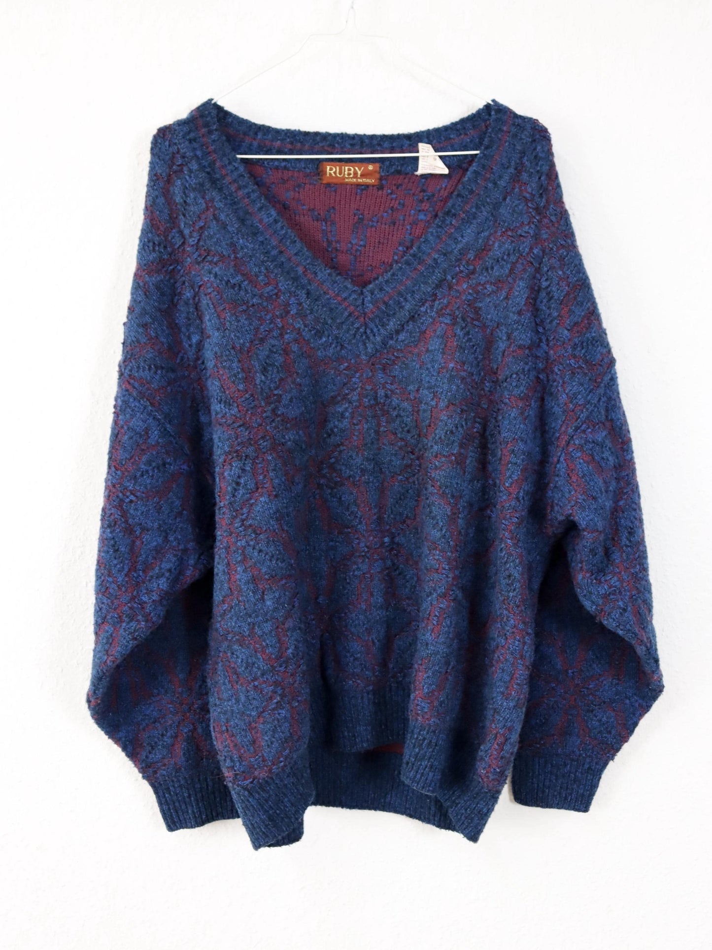 Vintage 80er 90er RUBY Wollpullover Pullover wolle V-Ausschnitt L