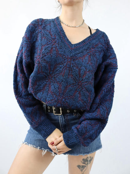 Vintage 80er 90er RUBY Wollpullover Pullover wolle V-Ausschnitt L