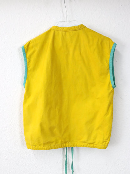 Vintage 80s 90s GIORGIO ARMANI vest yellow turquoise zipper Made in Italy 36
