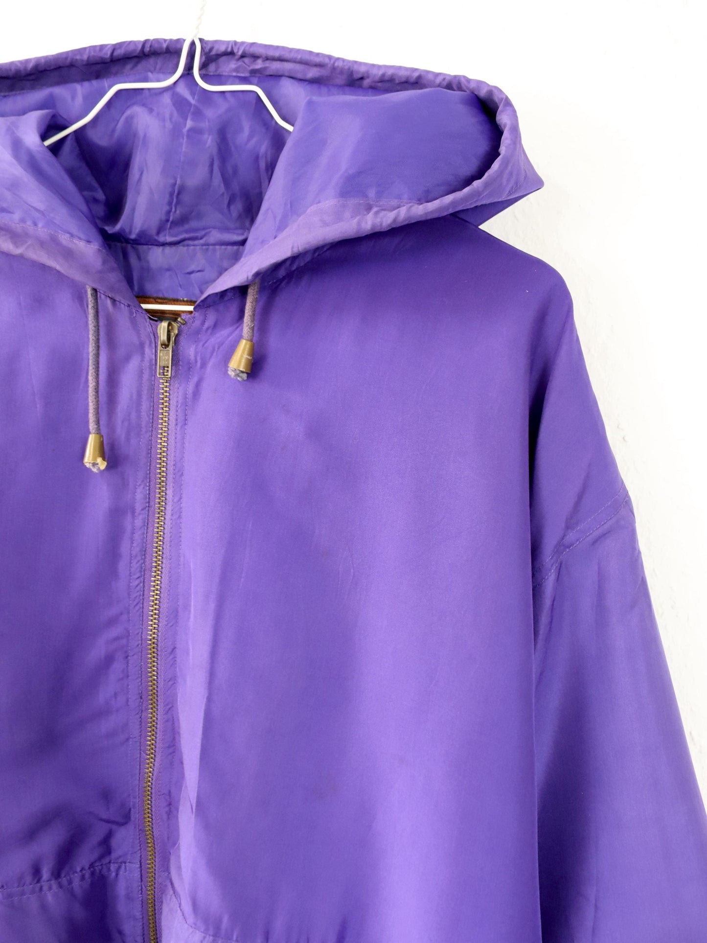 Vintage 80s 90s OTELLO PELLE silk jacket jacket silk purple hood M
