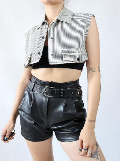 Vintage 80s 90s H&amp;F FASHION vest striped black white S