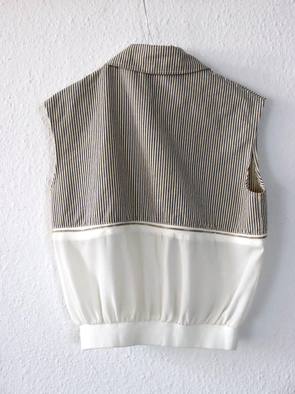 Vintage 80s 90s H&amp;F FASHION vest striped black white S