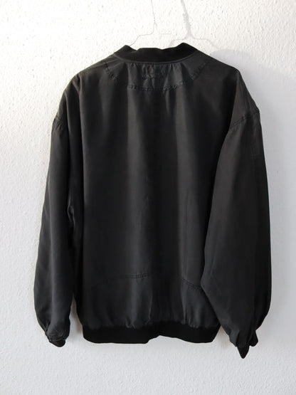 Vintage 80s 90s LINNA silk jacket blouson bomber jacket silk black L