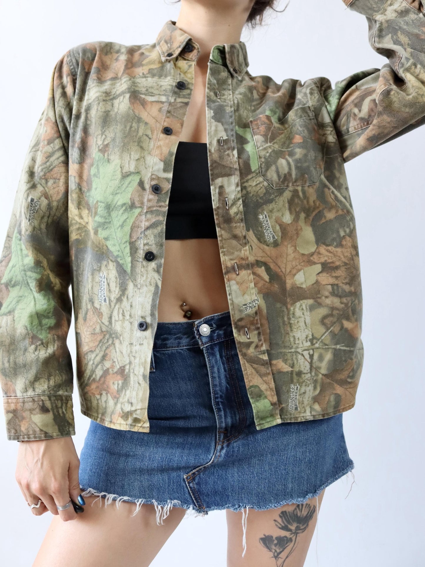 Vintage 80er 90er ADAVANTAGE Realtree Camouflage Flanellhemd langarm S