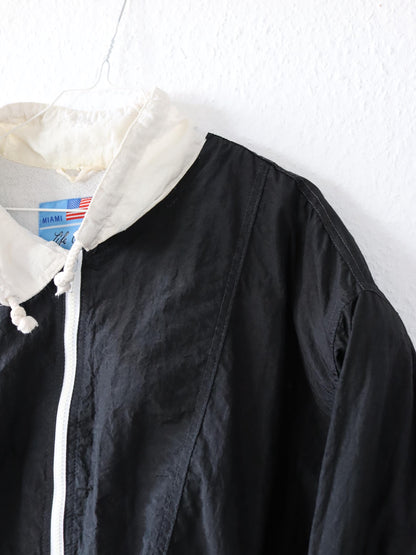 Vintage 80s 90s GLOBETROTTER jacket black white inside terry cloth shoulder pads XL