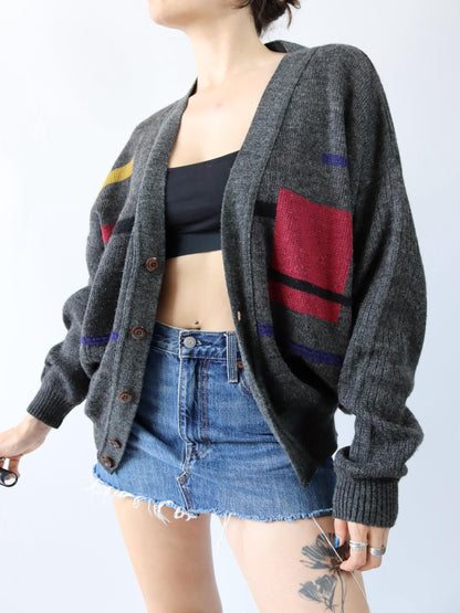 Vintage 80er 90er Wollcardigan Cardigan Strickjacke Wolle 46 S