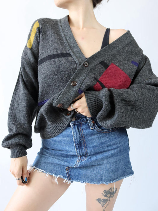 Vintage 80s 90s wool cardigan cardigan wool 46 S