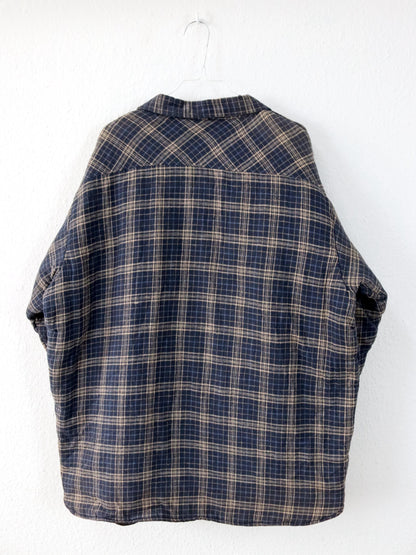 Vintage 90s 00s Y2K DICKIES flannel shirt jacket checked lightly lined blue beige 2XL