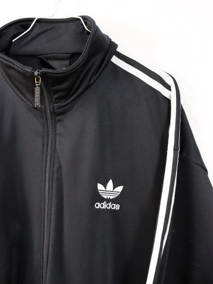 Vintage 80s 90s ADIDAS Firebird tracksuit jacket black white D6 M