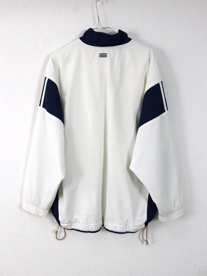 Vintage 80s 90s ADIDAS tracksuit jacket stand-up collar white blue yellow 44