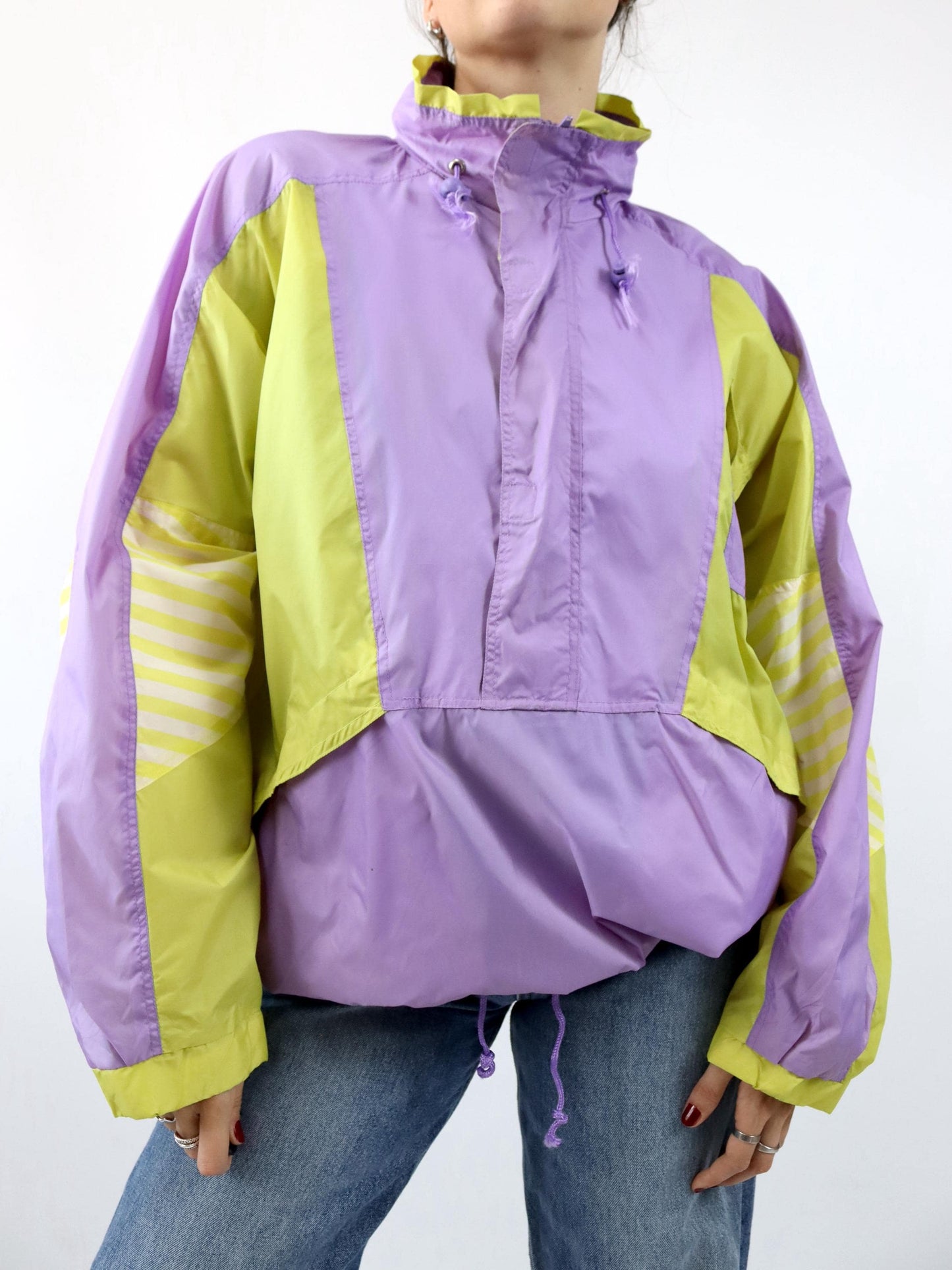 Vintage 80s 90s CAMPANGOLO rain jacket windbreaker lilac yellow L