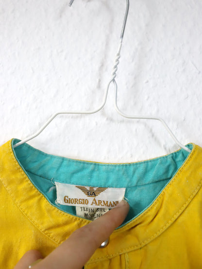Vintage 80s 90s GIORGIO ARMANI vest yellow turquoise zipper Made in Italy 36