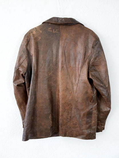 Vintage 80er 90er ANNIVERSARY Lederjacke Blazer braun Knopfleiste XXL