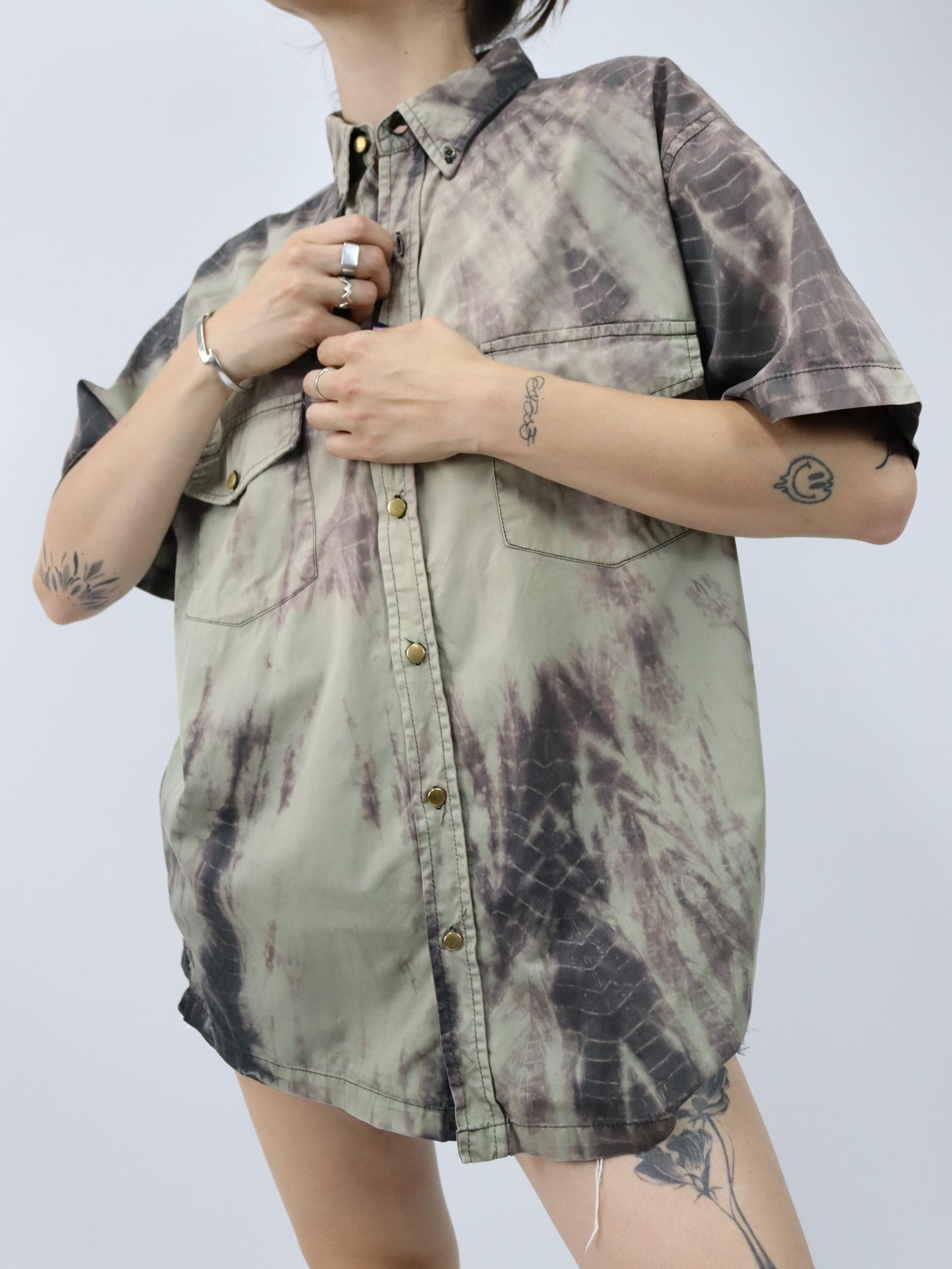 Vintage 80s 90s STANLEY shirt short sleeve batik XL