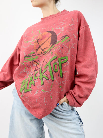 Vintage 80s 90s REEBOK BLACKTOP sweatshirt pullover print red M