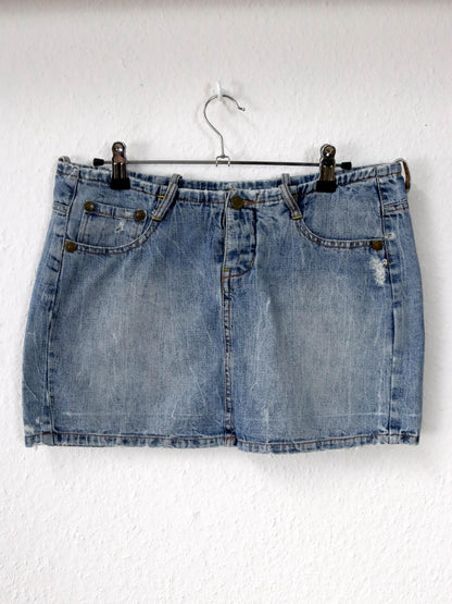 Vintage 90s 00s Y2k FISHBONE mini skirt denim skirt S/M