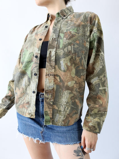 Vintage 80er 90er ADAVANTAGE Realtree Camouflage Flanellhemd langarm S