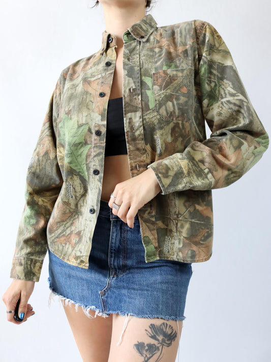 Vintage 80s 90s ADAVANTAGE Realtree camouflage flannel shirt long sleeve S