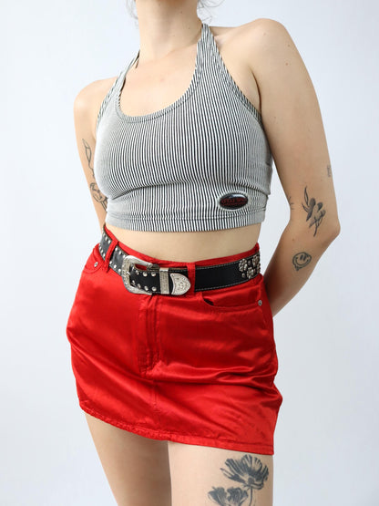 Vintage 80s 90s UNCLE SAM halter top crop top striped M