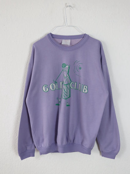 Vintage 80s 90s SAMAR Sweatshirt Pullover Print Golf Club Lilac M